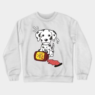 Funny Dalmatian Spills a jar of BBQ Sauce Crewneck Sweatshirt